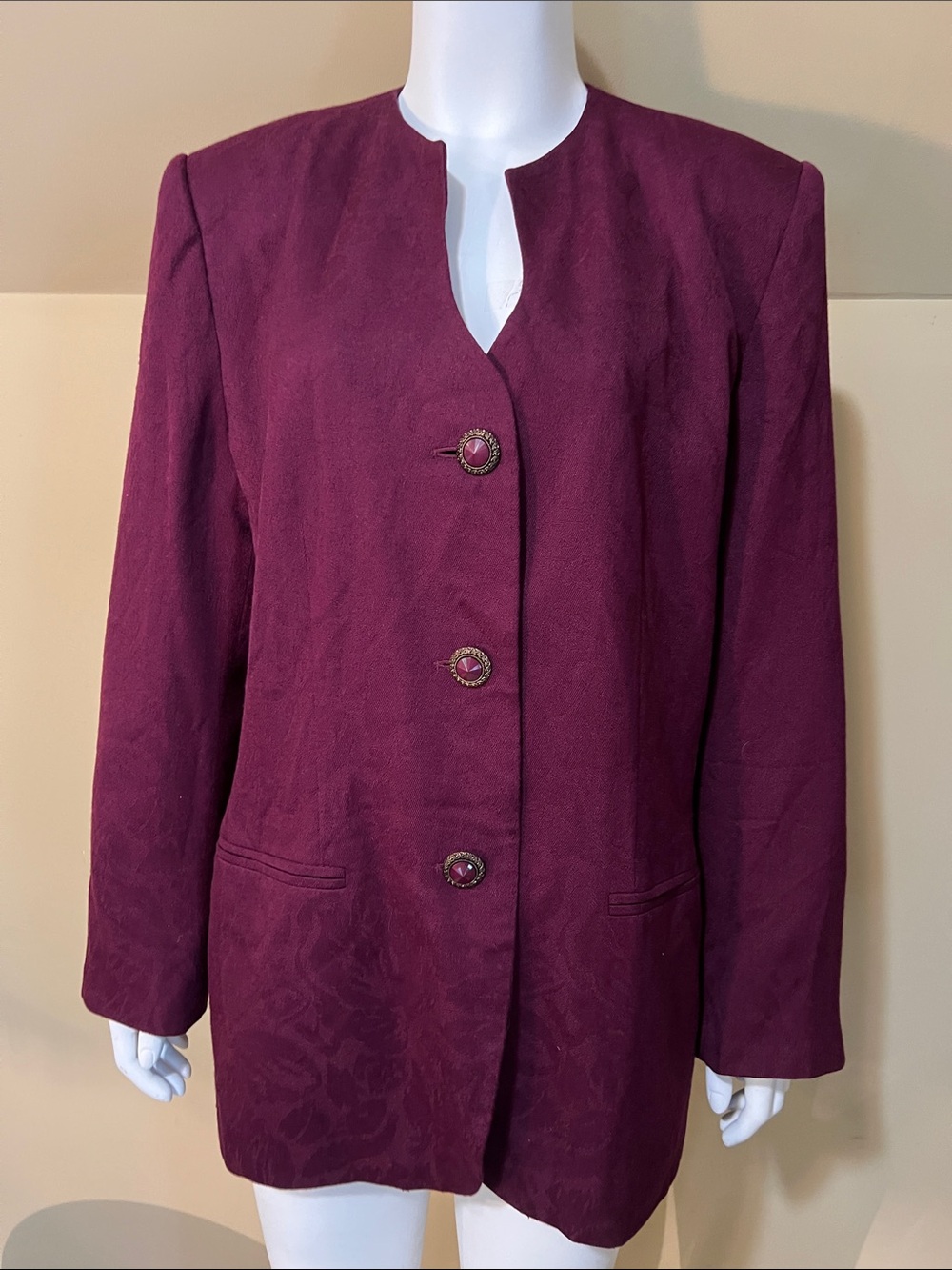 Vintage Pappagallo Plum Tailored Button-Front Blazer